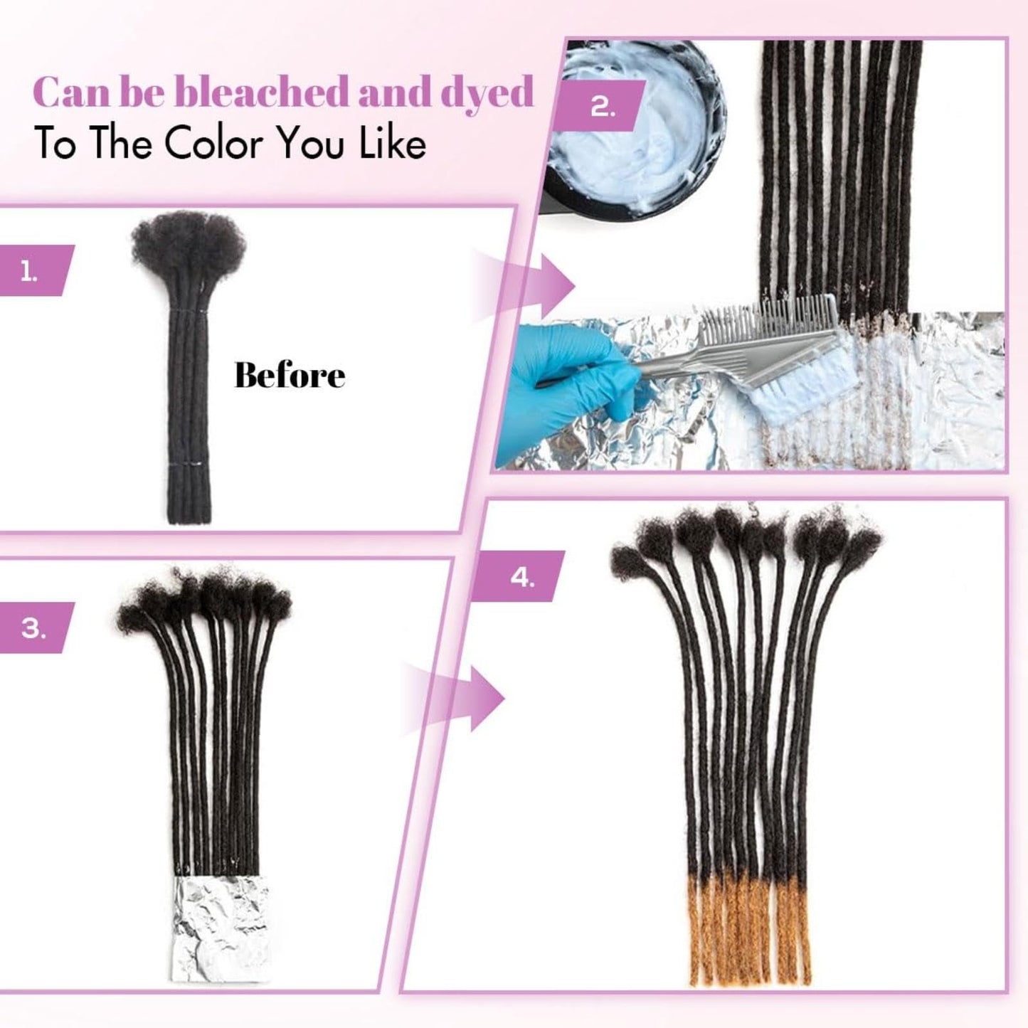 10 inch 30 Strands Loc Extensions Human Hair, 0.6cm Width 100% Human Hair Dreadlock Extensions for Men/Women, Can be Dyed Soft Dreads Extensions,1b
