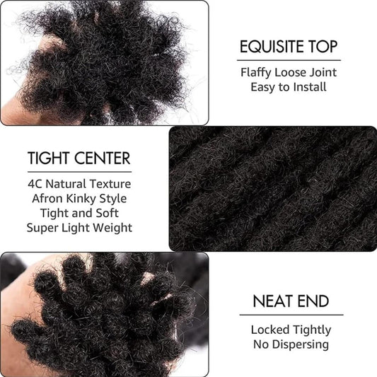10 inch 30 Strands Loc Extensions Human Hair, 0.6cm Width 100% Human Hair Dreadlock Extensions for Men/Women, Can be Dyed Soft Dreads Extensions,1b